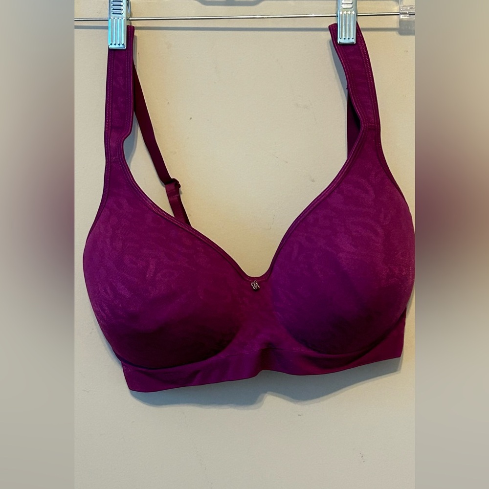 Breezies Dahlia Lace‎ Unlined Wirefree Bra Deep Purple Size 38D New